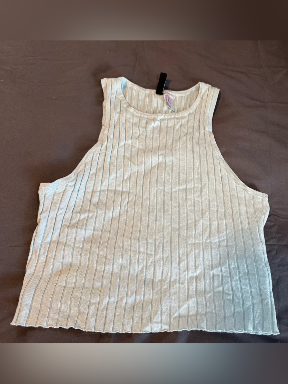 Divided Light Blue  Ribbed Tank Top